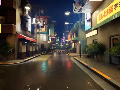 Cyberpunk District Low-poly 3D model