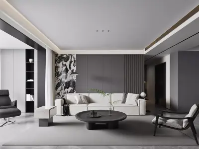 Modern living room dining room interior scenes 165 3D model