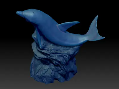 Dolphin on the Rock STL 3D Printing Model High-Polygon Free 3D print model