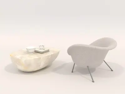 Modern Coffee Table and Armchair Set 52 3D model