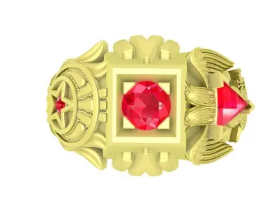 Luxury Square Ruby Signet Men Ring 3D Model 3821 3D print model
