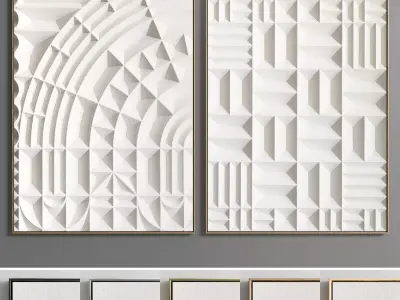 Plaster Two Photo Frame E-12 Low-poly 3D model