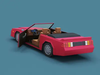 Stylized Cartoon Coupe Convertible Car Low-poly 3D model