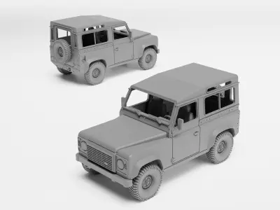 Land RoverDefender 90 - H0 scale car model kit 3D print model
