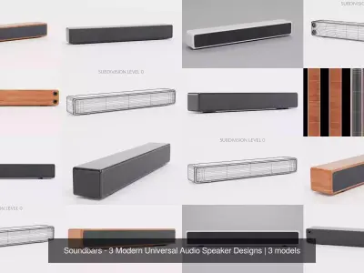 Soundbars - 3 Modern Universal Audio Speaker Designs 3D Model Collection