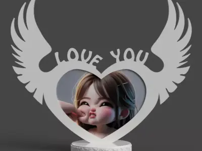 PHOTO FRAME LOVE YOU TABLE  DESK  WALL 3D print model