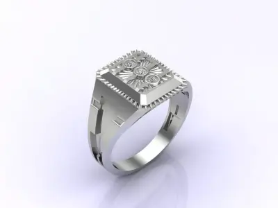 Print Ready STL 3DM  Gents Rings Diamond Men Ring  3D print model 45