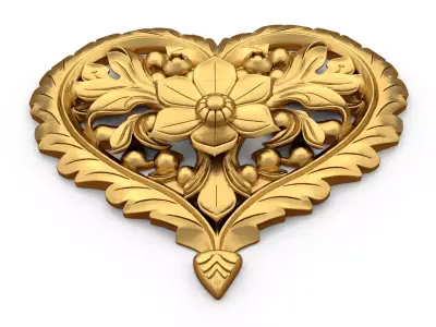 Heart decorative ornament onlay cnc 3d printing stl 03 3D print model