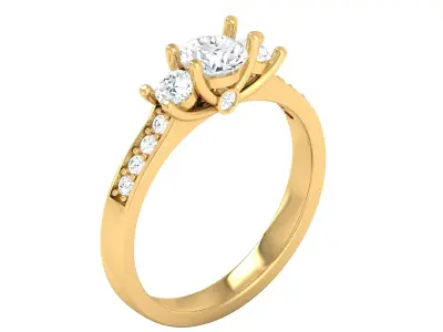 Certified Moissanite Three Stone Engagement Ring 3D print model