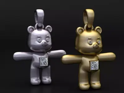 Diamond Teddy Bear Pendant 3D print model