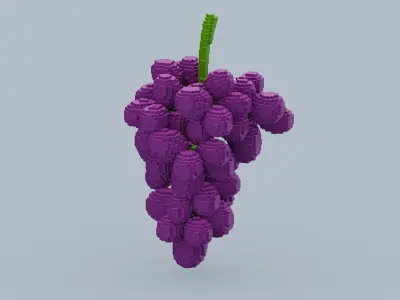 Voxel Grape Low-poly 3D model