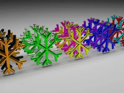 Snowflake Christmas Ornaments Set 3D model