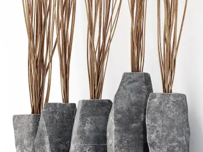 Branch stone rock vase decor n3 3D model