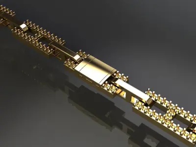 Dainty Hermes Link Style Diamond Bracelet Necklace 3D print model