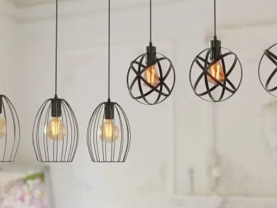 10 Collection Pendant Steel Lamps 3D model