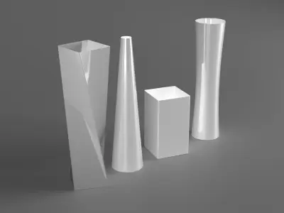 A set of modern decorative vases Low-poly 3D model