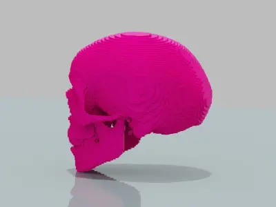 Pink Voxel Skull Low-poly 3D model