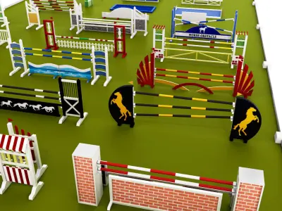 Horse jump obstacle full pack 3D model