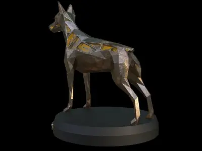 Steampunk Doberman Pinscher Low-poly 3D model