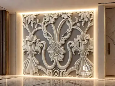 decor set wall panel wall relief mural CNC 36 3D model