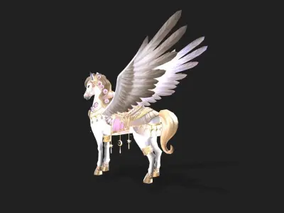 Little White Pegasus Low-poly 3D model
