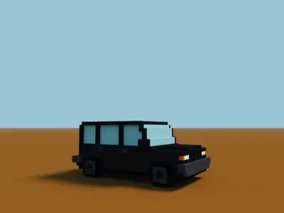 Voxel Jeep Low-poly 3D model