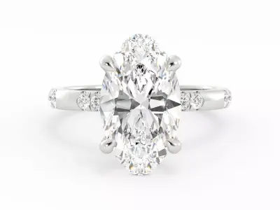 Oval Center Halo Solitaire Size 5 3DM 3D print model