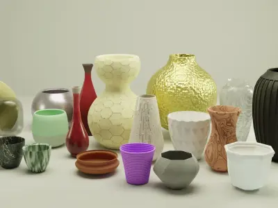 20 Decorative Vase Model Package Low-poly 3D model