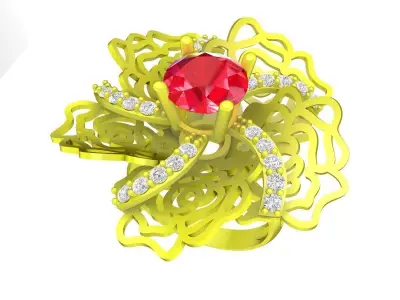 6124 luxury flower diamond ring  3D print model