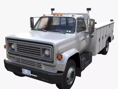 Vintage service truck Low-poly 3D model