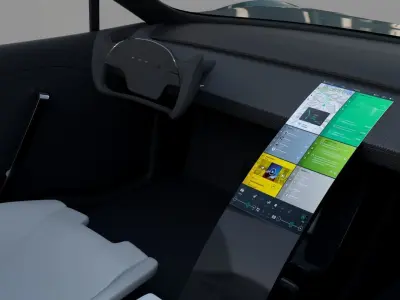 Tesla Roadster 2020 Green with interior and chassis 3D model