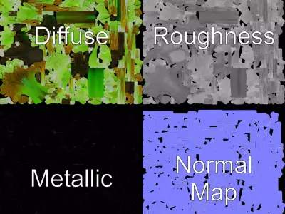 Fantasy Green Plant model pack Low-poly 3D model