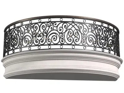 Classic Round balcony Forged Fence 3D model