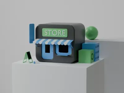 Small Store Scene 3D Free low-poly 3D model