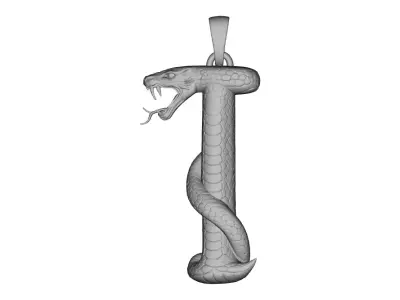 High Detail Snake Letter I Pendant Sculpted 3D Print Model 3D print model