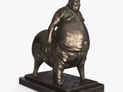 Pig Man Statue Low-poly 3D model