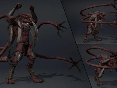 Mist Swordman Tentacle Low-poly 3D model