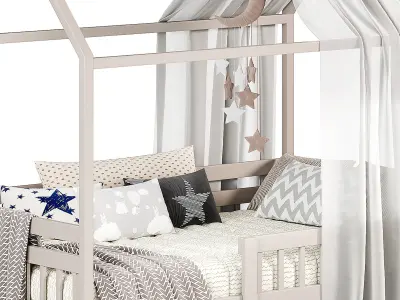 Bed house Special made of birch 3D model