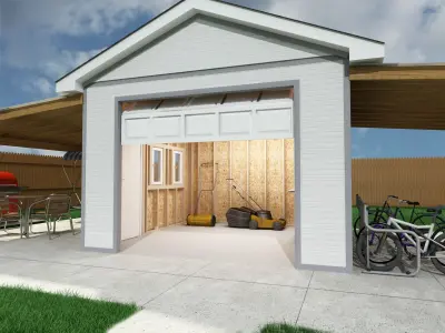 Garage-002 garage with bike rack 3D model