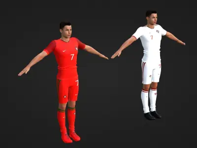 Cristiano Ronaldo - Portugal - Two Models Low-poly 3D model