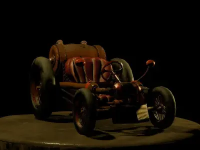 Steampunk Cycle Car Low-poly 3D model