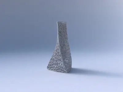Vase twist tilted triangle with dense organic lattice 2 3D print model