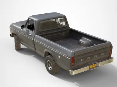 Ford Classic F100 pickup 1976 Old Grey Low-poly 3D model