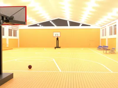 Cartoon Basketball Gym 1 Low-poly 3D model