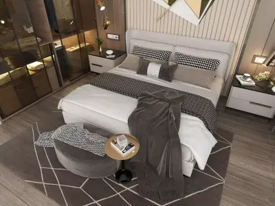 Modern Bedroom Scene 10 3D model