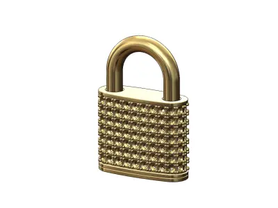 Diamond padlock shaped pendant 3D print model