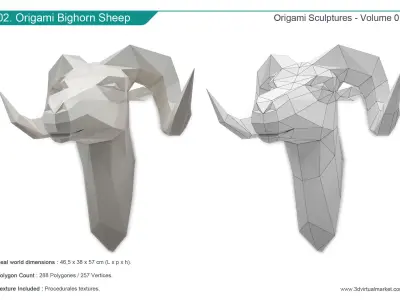 Origami Sculpture Animals Collection Marokka 3D model
