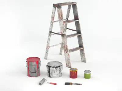 Painter tools pack Low-poly 3D model