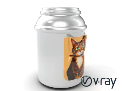 Sophisticated Cat Container Silvermetallic model pack Low-poly 3D model