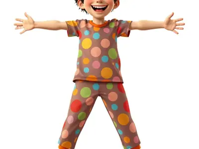 Polka Dot Kid Playful model pack Low-poly 3D model